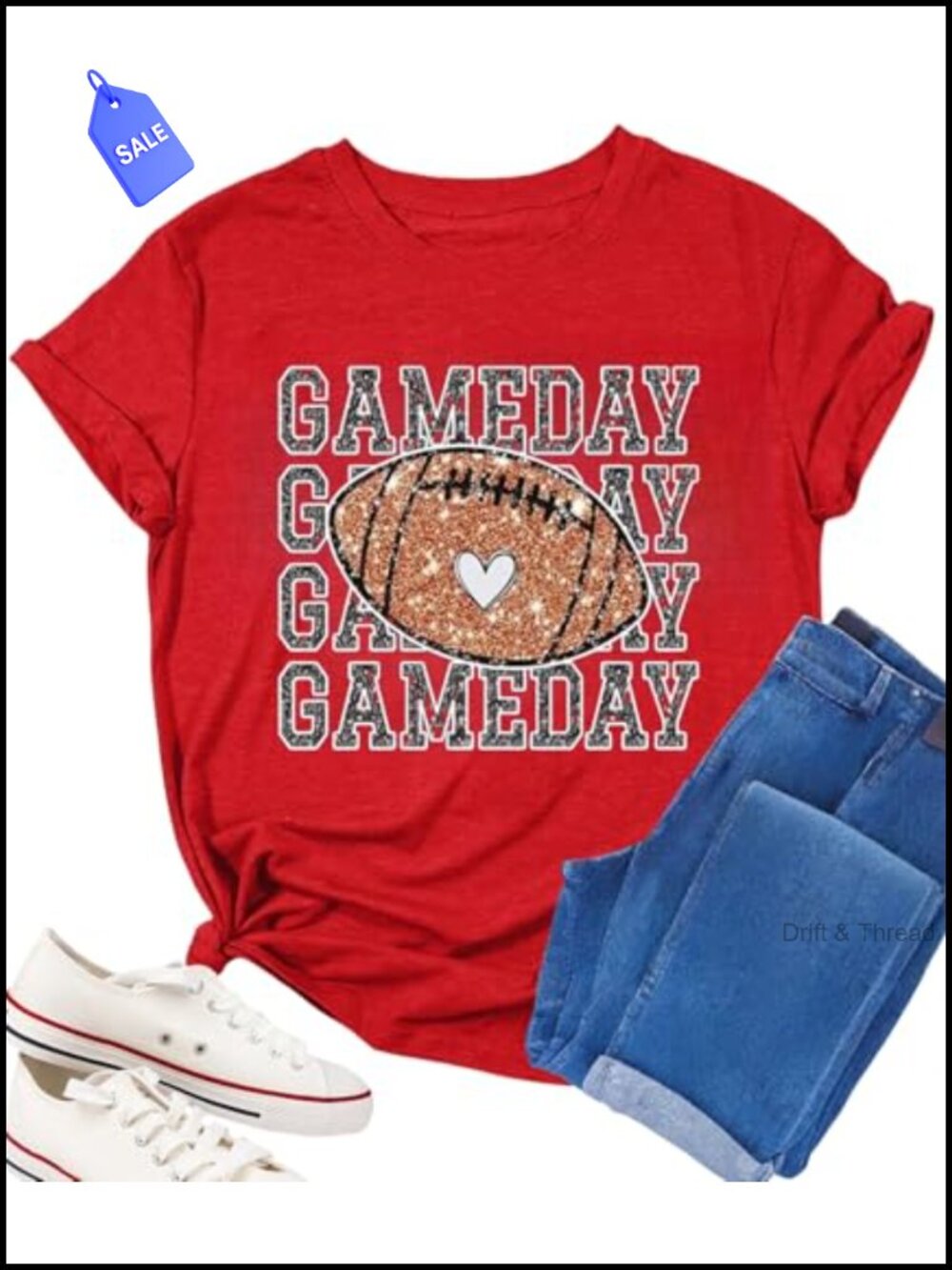 Football Shirts for Women Game Day Graphic Tee Short Sleeve Crew Neck Relaxed